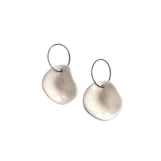Lulip | Handcrafted white ceramic dangle earrings White banceramiche