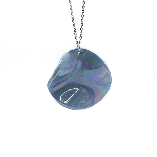 Perla | Handcrafted pearl light blue ceramic necklace banceramiche