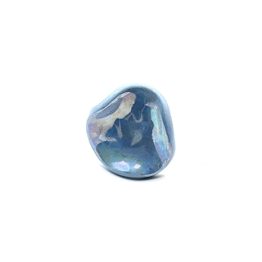 Perla | Handcrafted pearl light blue ceramic ring banceramiche