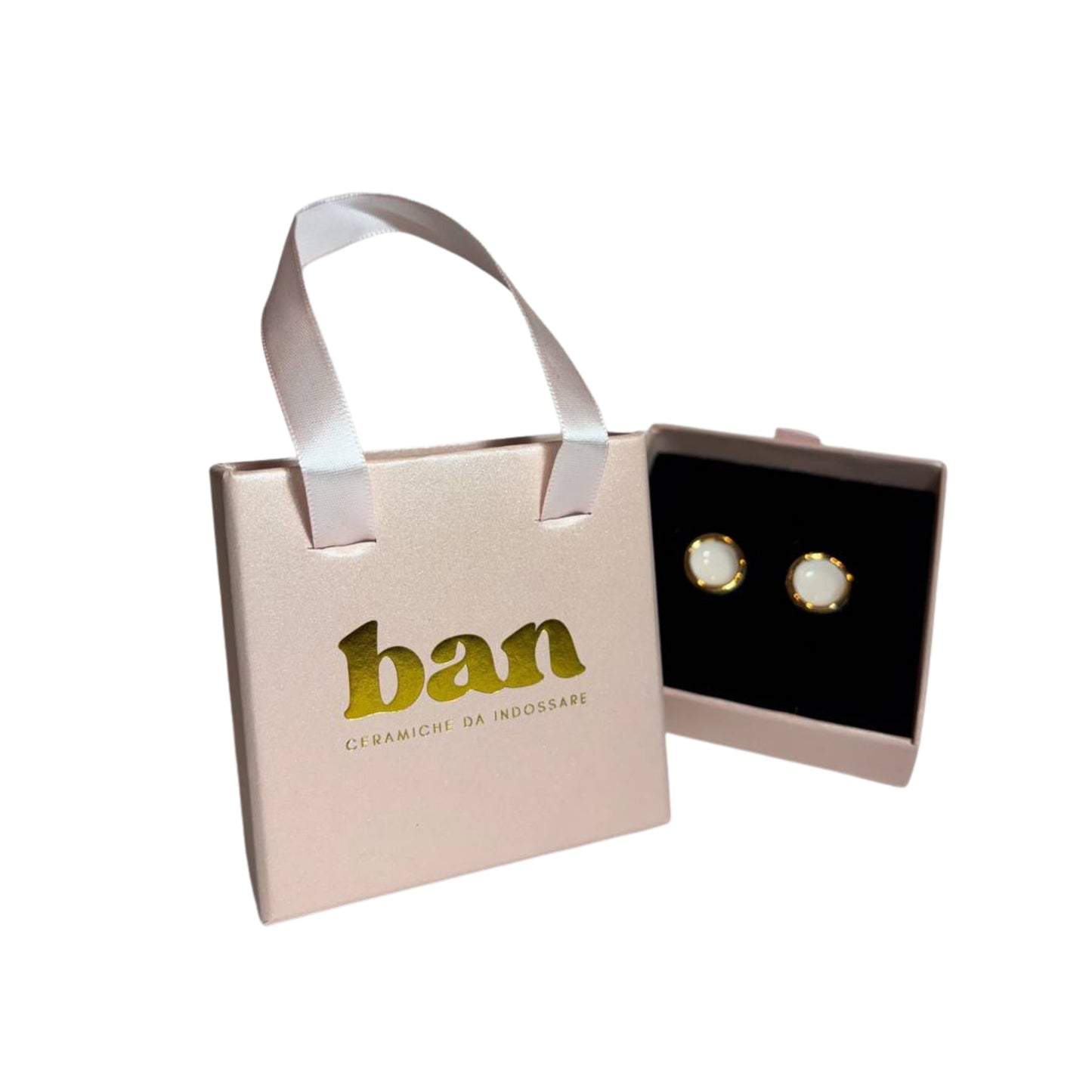 Banceramiche pink gift box for jewellery with earrings inside 