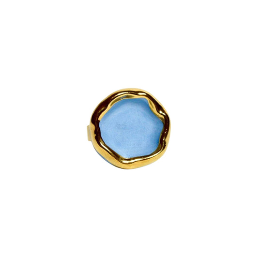 Caleda | Handcrafted light blue ceramic ring with gold luster Banceramiche 