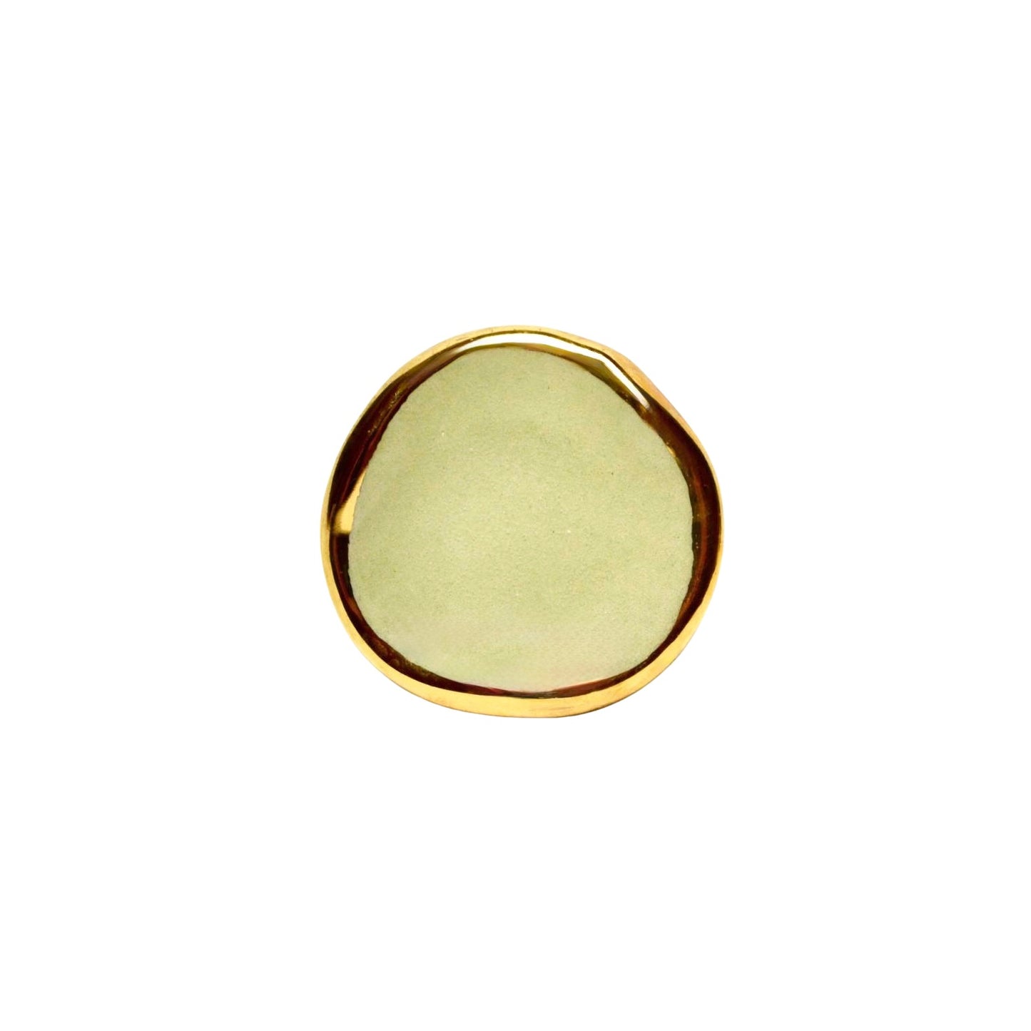 Leda | Handcrafted sage green ceramic ring with gold luster Banceramiche 
