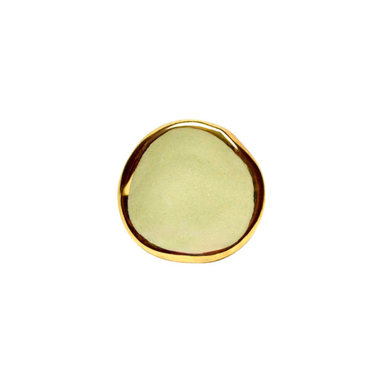 Leda | Handcrafted sage green ceramic ring with gold luster Banceramiche 
