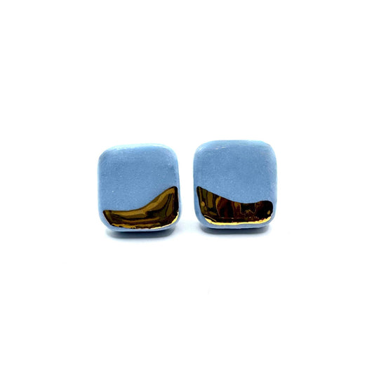Nilo | Handcrafted light blue and gold ceramic earrings banceramiche