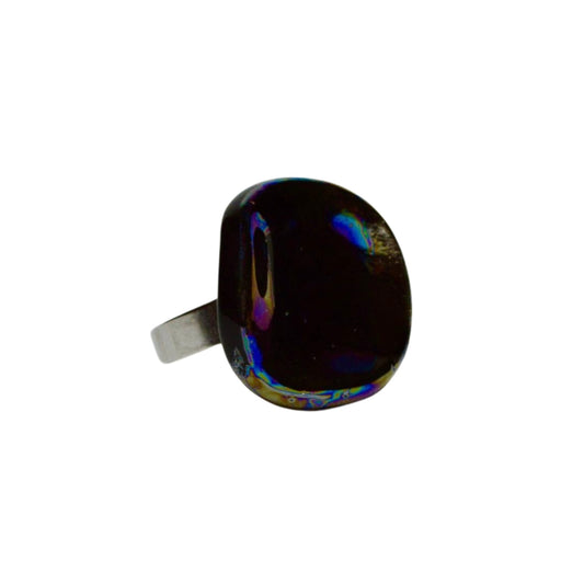 Perla Handcrafted pearl black ceramic small ring banceramiche