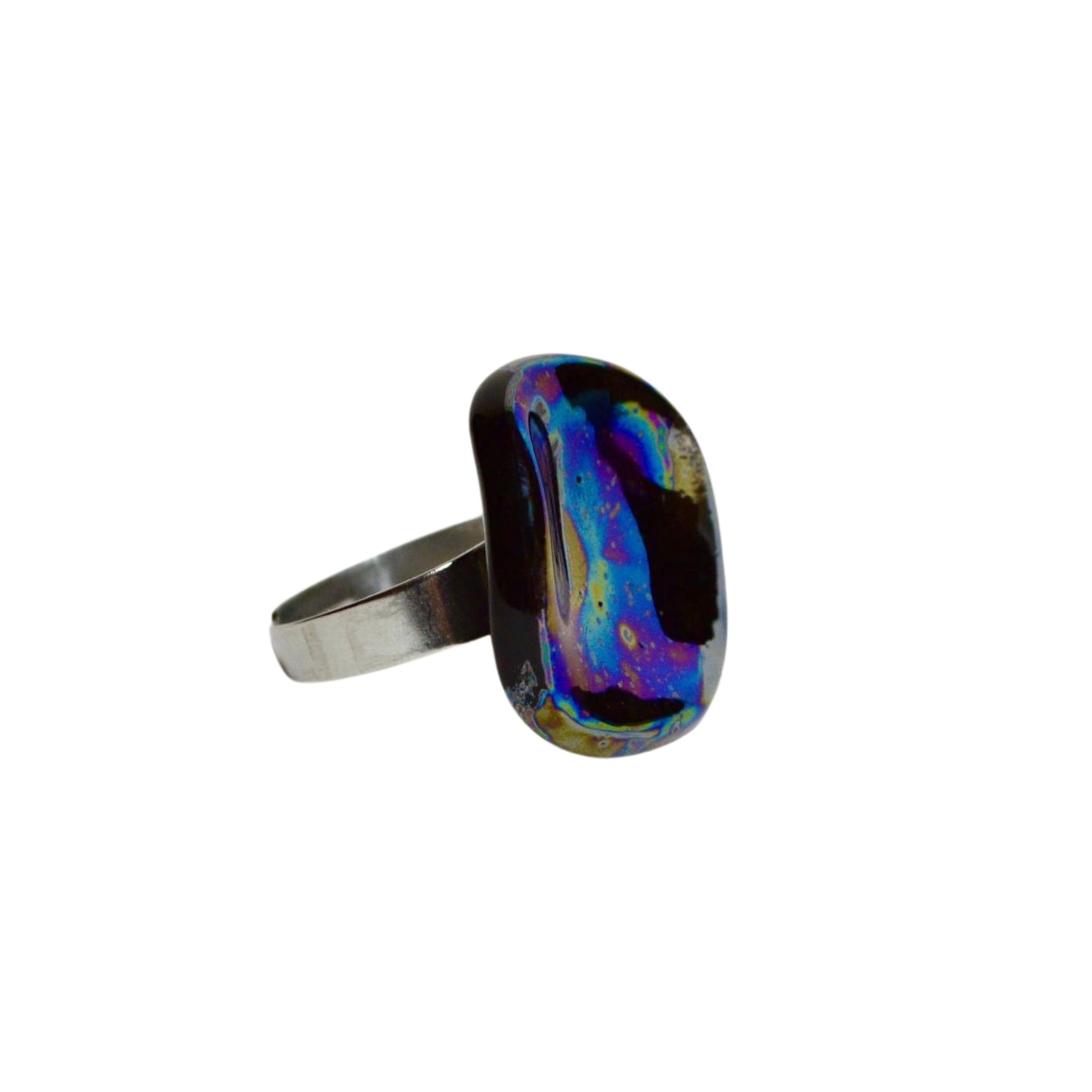 Perla Handcrafted pearl black ceramic small ring banceramiche