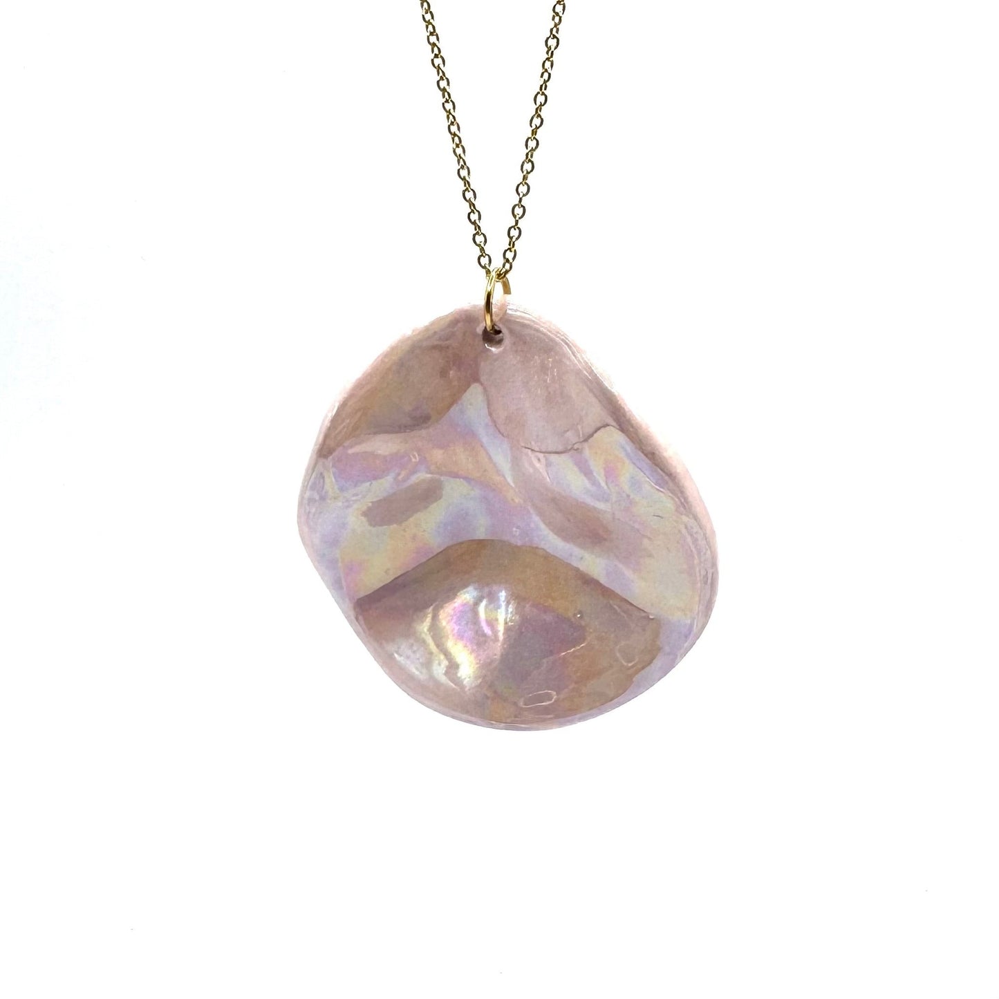 Perla | Handcrafted pearl-pink ceramic necklace banceramiche
