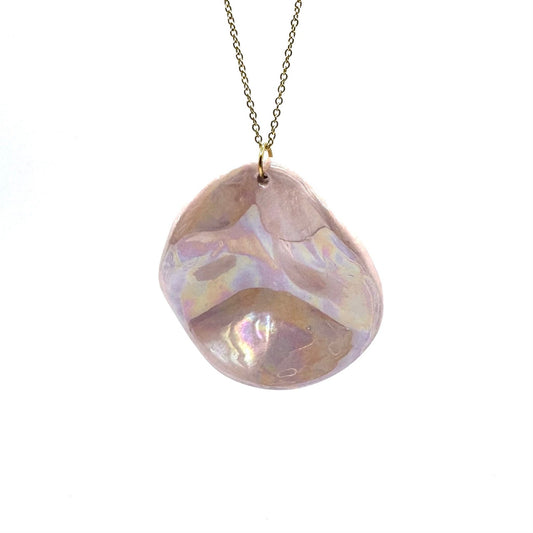 Perla | Handcrafted pearl-pink ceramic necklace banceramiche