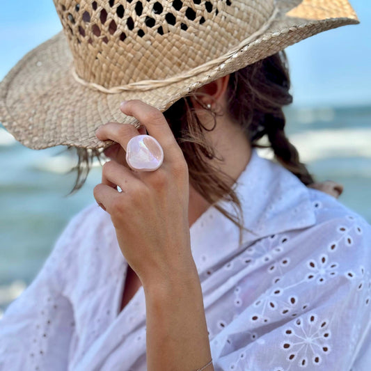 Perla | Handcrafted pearl-pink ceramic ring Pearl pink Large banceramiche