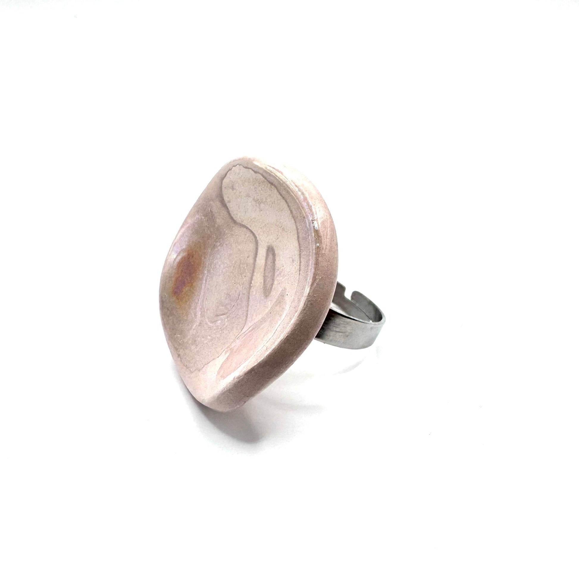 Anello Artigianale Perla In Ceramica Rosa Perlato - Foto 9