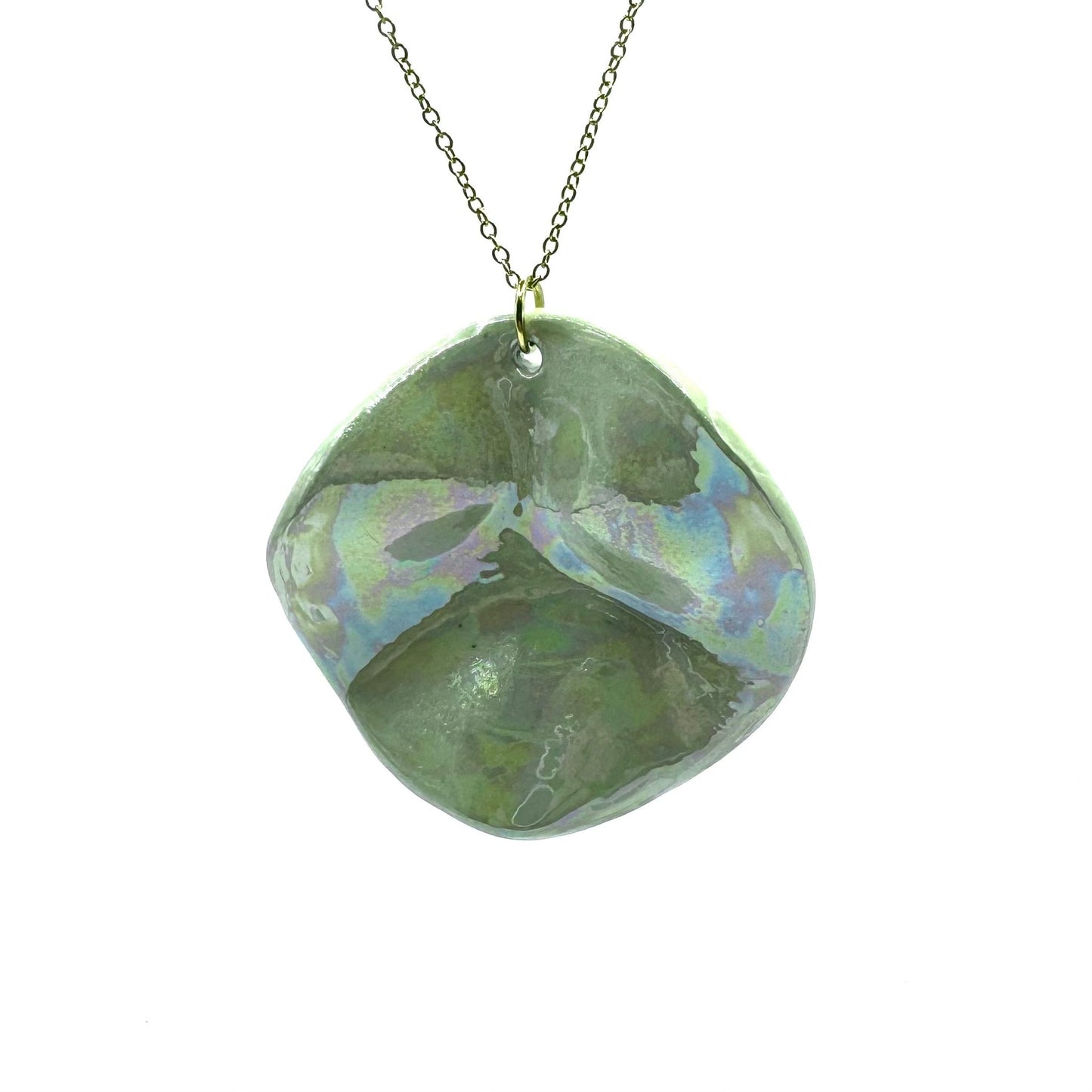Perla | Handcrafted pearl sage-green ceramic necklace banceramiche