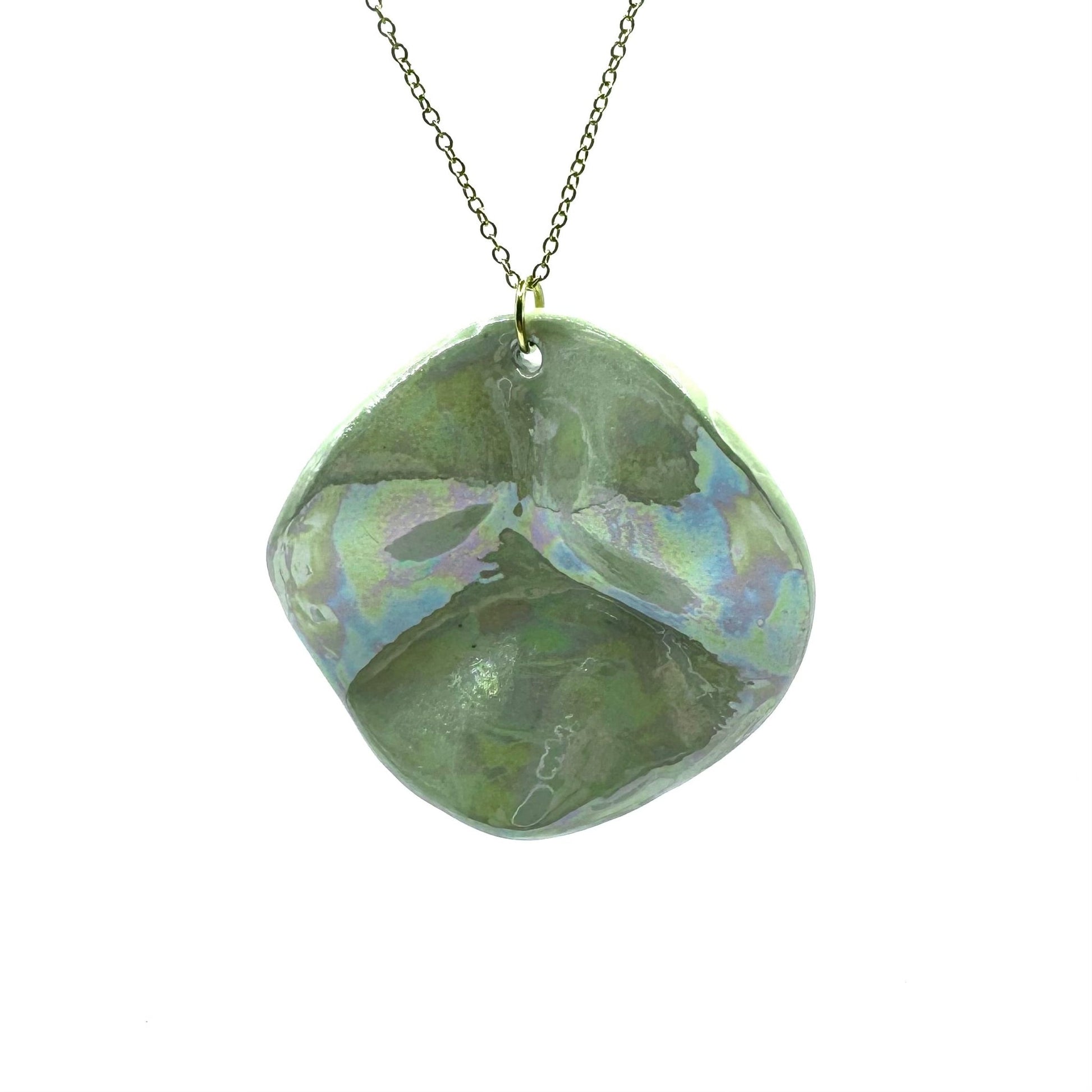 Perla | Handcrafted pearl sage-green ceramic necklace banceramiche